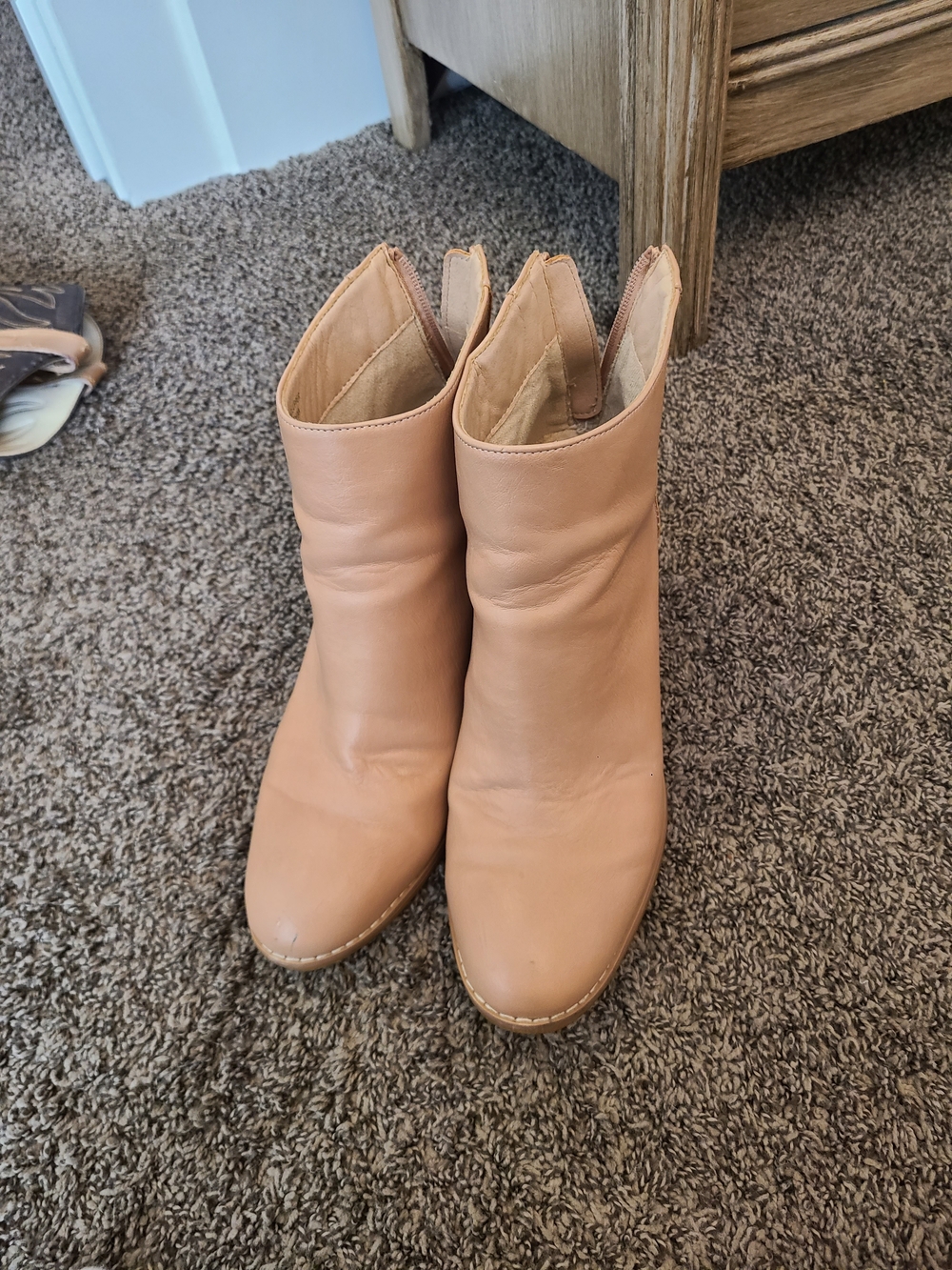 bohme Soft Leather Nude/Tan Ankle Booties